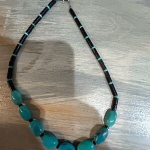 Turquoise and black 15.5 inch necklace